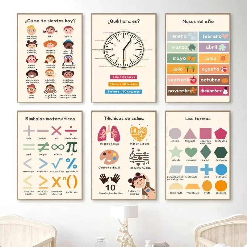 Boho Wall Art Number Alphabet Learning Poster Spanish Educational Posters And Prints Kids Toddler Playroom Decor Canvas Painting Boho Wall Art Number Alphabet Learning Poster Spanish Educational Posters And Prints Kids Toddler Playroom Decor Canvas Painting